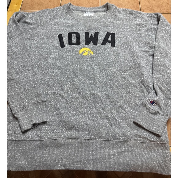 Vintage Champion Heather Gray Iowa Hawkeyes Crewneck Sweatshirt Men's Sz Large - Picture 1 of 8